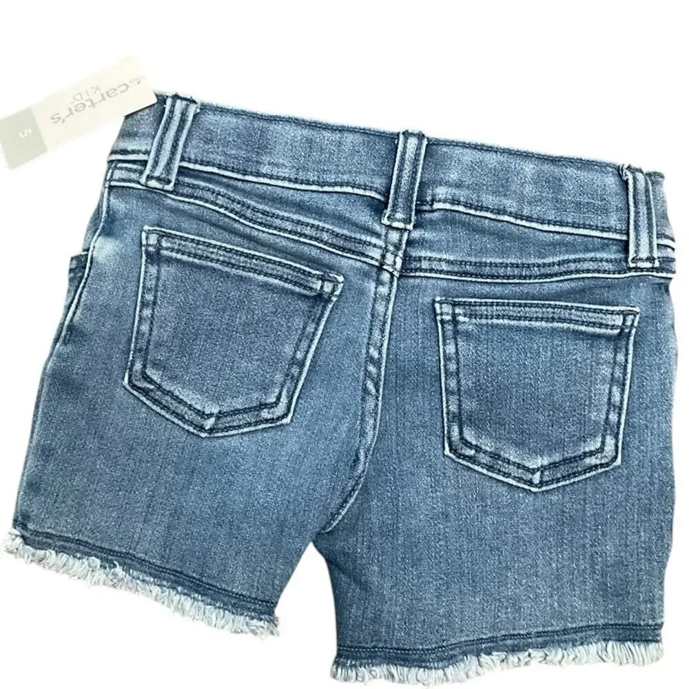 Carter's Girl’s Jean Shorts Raw Hem Blue Denim Size 5 NWT